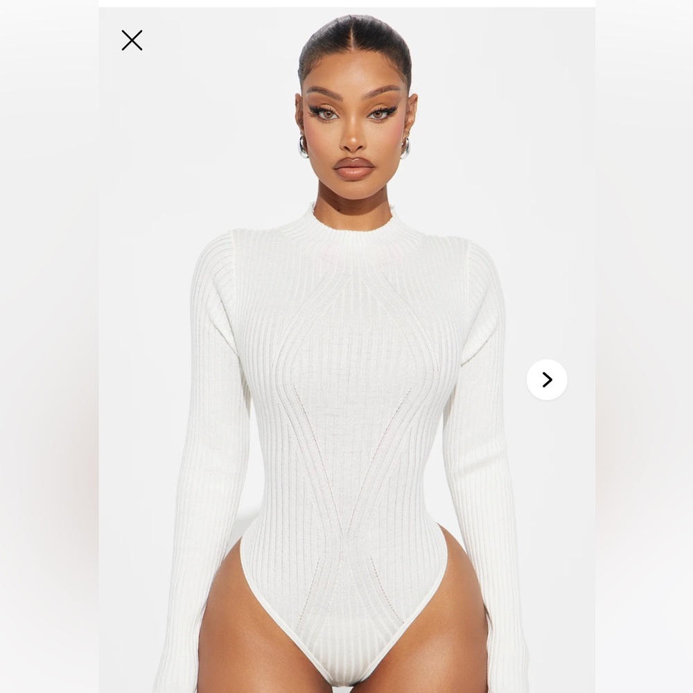 Fashion Nova Marenna Sweater Bodysuit - White